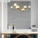 Postmodern Gold Sputnik Chandelier - Metallic 6/8/10-Head Hanging Lamp With Round White Glass Shade