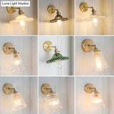 Postmodern Gold Wall Light With Clear Ribbed Glass - Conical Design Rotating Feature 1 Kit
