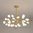 Postmodern Heracleum Chandelier Lamp: Blown Glass 30 Bulbs Living Room Pendant Light Gold / Milk