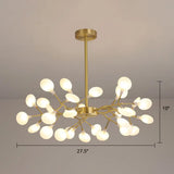 Postmodern Heracleum Chandelier Lamp: Blown Glass 30 Bulbs Living Room Pendant Light Gold / Milk