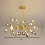 Postmodern Heracleum Chandelier Lamp: Blown Glass 30 Bulbs Living Room Pendant Light Gold / Smoke