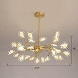 Postmodern Heracleum Chandelier Lamp: Blown Glass 30 Bulbs Living Room Pendant Light Gold / White