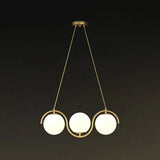 Postmodern Island Light Fixture: Wavy Metallic Hanging Lamp With Glass Shade 3 / Gold Milk White