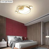 Postmodern Led Ceiling Flush Mount Light - Orbit - Shaped Metal Fixture For Bedrooms