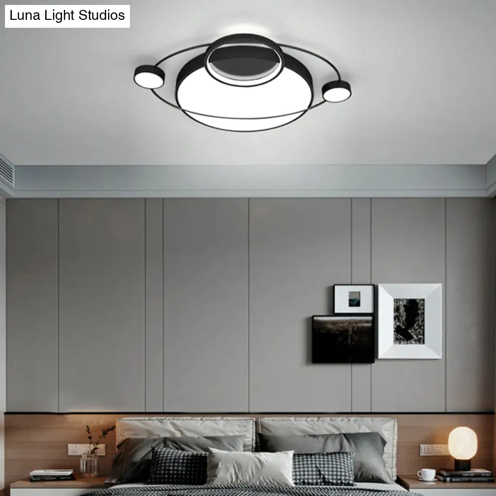 Postmodern Led Ceiling Flush Mount Light - Orbit - Shaped Metal Fixture For Bedrooms