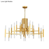 Postmodern Led Chandelier Pendant Light - Tiered Design Metallic Finish 36 Bulb Hanging For Living