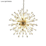 Postmodern Led Golden Urchin Chandelier With Crystal Accents