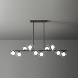 Postmodern Led Island Light With Clear And White Glass Shades 10 / Black