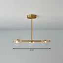 Postmodern Linear Island Lamp - Glass Pendant Light In Brass For Dining Room 3 / Clear