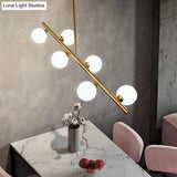 Postmodern Linear Island Lamp - Glass Pendant Light In Brass For Dining Room