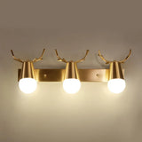 Postmodern Metal Brass Sconce Light With Exposed Bulb Design - Antler Vanity Wall Fixture 3 /