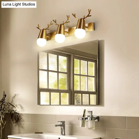 Postmodern Metal Brass Sconce Light With Exposed Bulb Design - Antler Vanity Wall Fixture