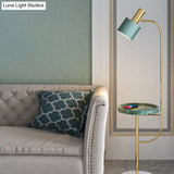 Postmodern Metal Floor Lamp With Swivel Feature And Marble Tray/Base