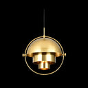Postmodern Metal Pendant Lighting - Rollover Quart-Sphere: Single Restaurant Hanging Light Gold