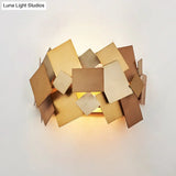 Postmodern Metal Stacked Panel Sconce Light Fixture - 1 Gold Finish Wall Lamp For Living Room
