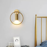 Postmodern Metallic Wall Mount Sconce Light With Halo Ring - 1 Head Bedside Solution Brass