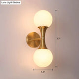 Postmodern Milk Glass Spherical Wall Lamp In Gold - Living Room Lighting