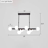 Postmodern Opaline Glass Molecular Island Pendant Light For Dining Room