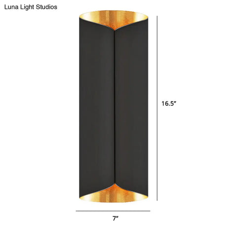 Postmodern Roll Shape Metal Wall Lamp Sconce - 2-Bulb Mount Light For Stairs