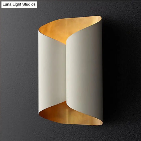 Postmodern Roll Shape Metal Wall Lamp Sconce - 2-Bulb Mount Light For Stairs
