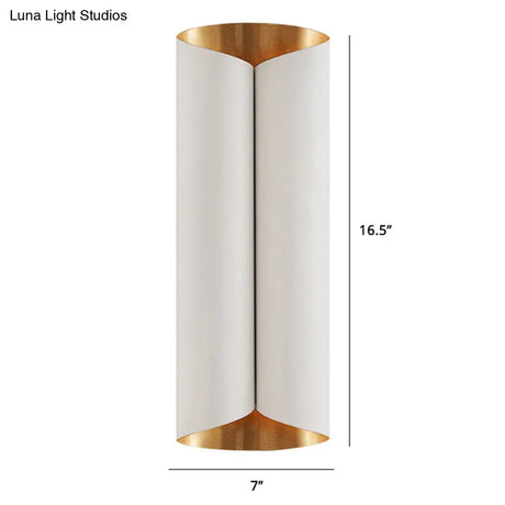 Postmodern Roll Shape Metal Wall Lamp Sconce - 2-Bulb Mount Light For Stairs