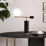 Postmodern Table Stand Light With Black/White Lever Marble Base And Milk Glass Shade - 1 Bulb Night