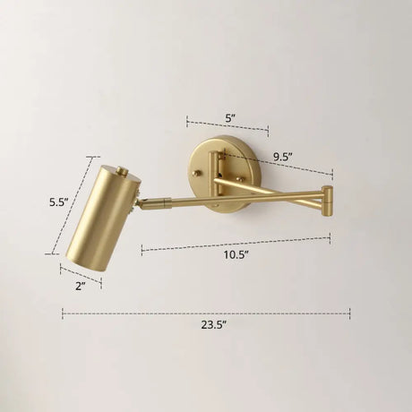 Postmodern Tubular Wall Lamp With Extendable Arm - Stylish Bedside Reading Light Gold