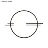 Postmodern Wall Mounted Sconce Light With White Glass Shade In Black/Brass