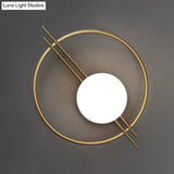 Postmodern Wall Mounted Sconce Light With White Glass Shade In Black/Brass