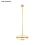 Postmodern White Glass Drum Pendant Light Fixture - 1 Bedroom Ceiling Hanging