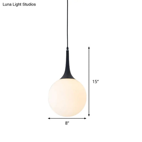 Postmodern White Glass Sphere Ceiling Light Pendant - 1 Head 6’/8’/12’ Wide