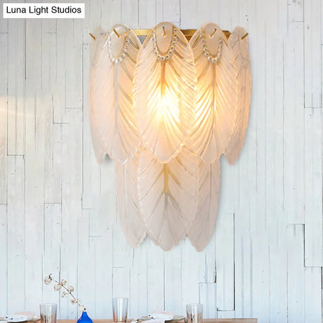 Postmodern White Prismatic Glass Tiered Wall Light Fixture - 2/3 Lights Corridor Sconce