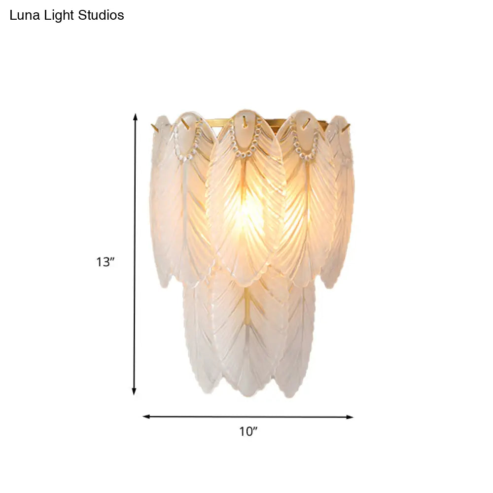 Postmodern White Prismatic Glass Tiered Wall Light Fixture - 2/3 Lights Corridor Sconce