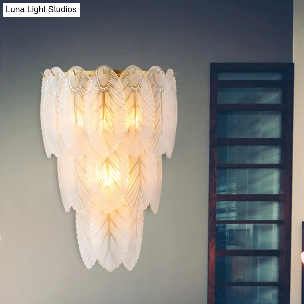 Postmodern White Prismatic Glass Tiered Wall Light Fixture - 2/3 Lights Corridor Sconce