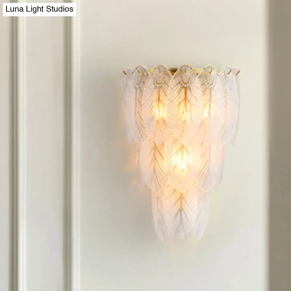 Postmodern White Prismatic Glass Tiered Wall Light Fixture - 2/3 Lights Corridor Sconce