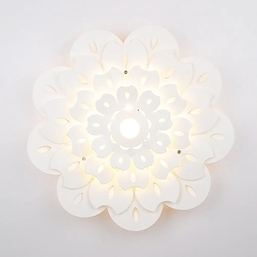 Pretty White Floral Led Wall Lamp For Kids Bedrooms / 10