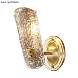 Prism Crystal Wall Sconce With 1/2 Lights - Brass Mount For Corridors