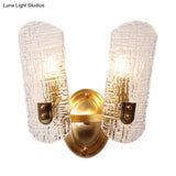 Prism Crystal Wall Sconce With 1/2 Lights - Brass Mount For Corridors