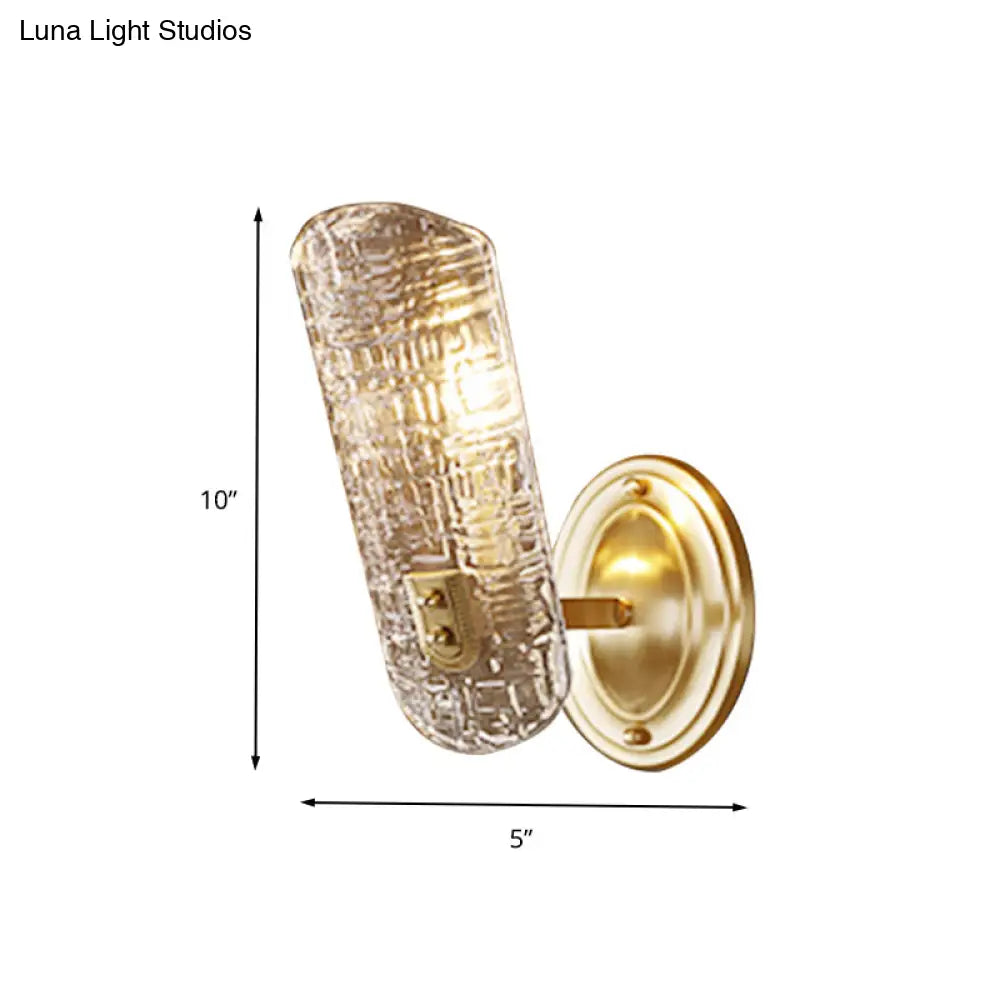 Prism Crystal Wall Sconce With 1/2 Lights - Brass Mount For Corridors