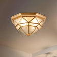 Prism Restaurant Flush Mount Light With Colonial Blown Opal Glass - 14’/18’ Sizes 3/4 Bulbs