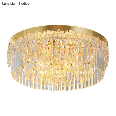 Prismatic Crystal Ceiling Lamp With Gold Finish