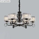 Prismatic Crystal Chandelier Suspension Lamp - Nordic Trapezoid Design | Black 3/6-Head