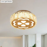 Prismatic Crystal Chrome Ceiling Flush Floral Pattern Led Mount Light Fixture