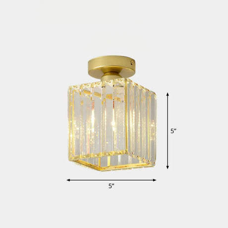 Prismatic Crystal Geometric Flush Mount Ceiling Light - Postmodern Style Gold / Square Plate