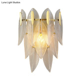 Prismatic Crystal Leaf Wall Sconce - Minimalist Gold Light Fixture (2 Lights)