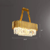Prismatic Crystal Semi Flush Ceiling Chandelier In Modern Gold Finish - Dining Room Design / 31.5