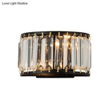 Prismatic Crystal Wall Sconce - 2-Bulb Minimalist Half-Round Design For Living Room