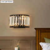 Prismatic Crystal Wall Sconce - 2-Bulb Minimalist Half-Round Design For Living Room
