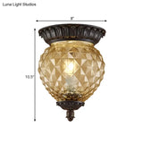 Prismatic Glass Black Flush Mount Lamp With Urn - Shaped And Teardrop Design - 8’/12.5’ Width 2