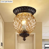 Prismatic Glass Black Flush Mount Lamp With Urn - Shaped And Teardrop Design - 8’/12.5’ Width 2